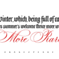 Winter quote by Shakespeare Sonnet LVI Calligraphy Copperplate Fraktur New Year Winter, which, being full of care, makes summer's welcome thrice more wished, more rare