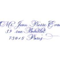 Envelope calligraphy blue Copperplate flourish address